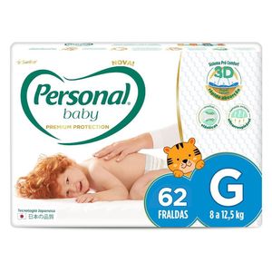 Fralda Descartável Personal Premium G 62 Unidades 8 A 12,5kg