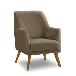 Poltrona Decorativa Retrô Recepção Magali Lisa Veludo Bege Capuccino Lansofbr