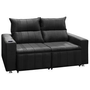 Sofá Retrátil E Reclinável Madri 2l. 160cm C/molas - Veludo Preto