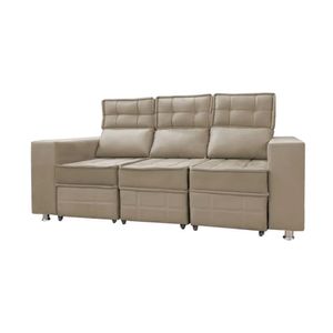 Sofá Retrátil E Reclinável 3 Lugares Londres 2.10cm C/molas - Suede Bege