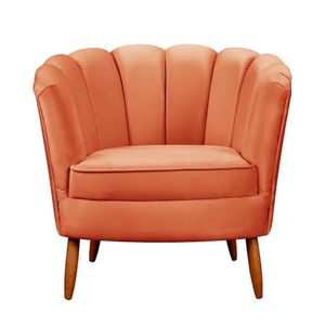 Poltrona Ariel Petala Decorativa Com Pés De Madeira Star Confort Terracota