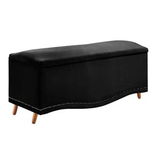 Calçadeira Sapateira Baú Holanda 140cm De Largura Veludo Star Confort Preto
