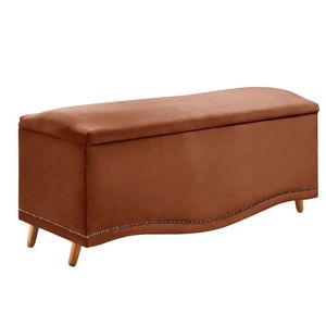 Calçadeira Sapateira Baú Holanda 90cm De Largura Veludo Star Confort Terracota