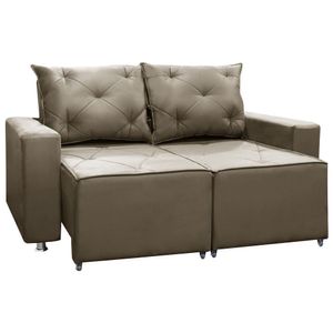 Sofá Retrátil E Reclinável 2 Lugares Bariloche 1.50cm C/ Molas - Veludo Marrom Castor