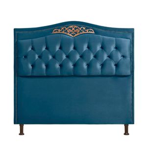 Cabeceira Holanda 195cm King Size Estofada Veludo Star Confort Azul