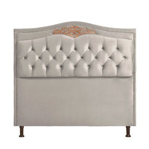 Cabeceira Holanda 195cm King Size Estofada Veludo Star Confort Bege Marfim