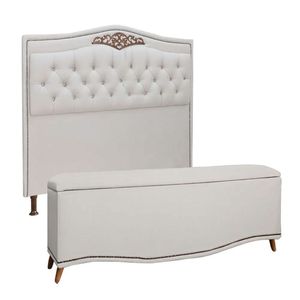 Conjunto Cabeceira E Calçadeira Holanda 90cm Linho Star Confort Branco