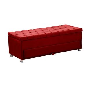 Calçadeira Sapateira Baú Munique Veludo 195cm De Largura Star Confort Vermelho