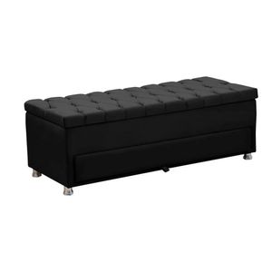 Calçadeira Sapateira Baú Munique Veludo 160cm De Largura Star Confort Preto