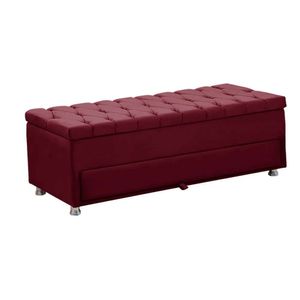 Calçadeira Sapateira Baú Munique 160cm De Largura Veludo Star Confort Vinho