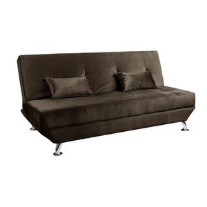 Sofá Cama Dubai 3 Lugares Reclinável Veludo Turkay Star Confort Chocolate