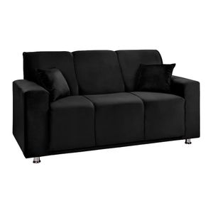 Sofá 3 Lugares Fixo Tokyo Veludo - Star Confort Preto
