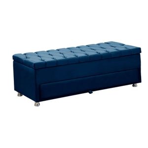 Calçadeira Sapateira Baú Munique Veludo 140cm De Largura Star Confort Azul