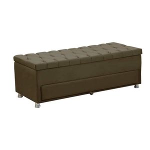 Calçadeira Sapateira Baú Munique 140cm De Largura Veludo Star Confort Marrom Castor