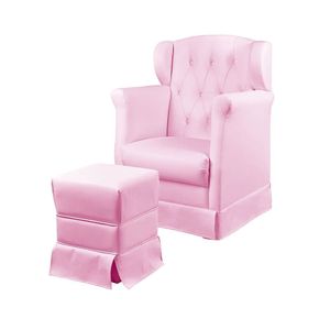 Poltrona Cadeira De Amamentação Balanço E Puff Eliza Corano Star Confort Rosa