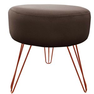 Puff Decorativos Sala Quarto Tunísia Veludo Marrom Base Bronze - Star Confort Marrom E Bronze