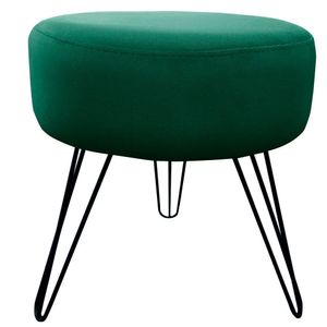 Puff Decorativos Sala Quarto Tunísia Veludo Verde Base Preta - Star Confort Verde E Preto