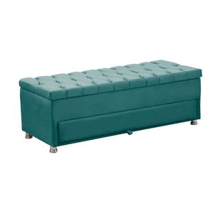 Calçadeira Sapateira Baú Munique Veludo 195cm De Largura Star Confort Ciano