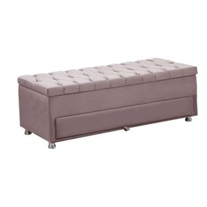Calçadeira Sapateira Baú Munique Veludo 195cm De Largura Star Confort Rose