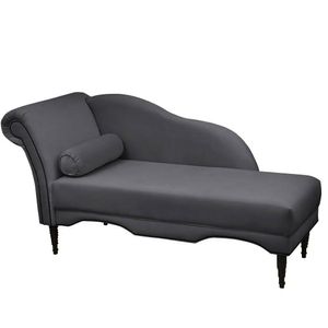Chaise Longue Divã Copenhagen Em Madeira De Reflorestamento Veludo 160cm Star Confort Cinza Chumbo