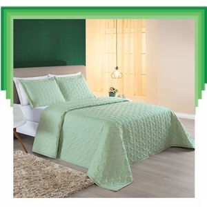 Colcha Cobre Leito Valença Padrão 3 Peças Dupla Face - Verde