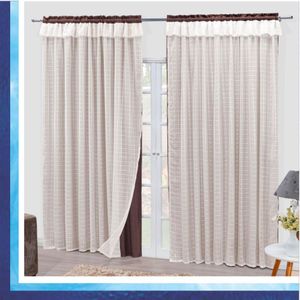 Cortina Romantic Semiblackout E Voal 3,00 X 2,60 Para Varão - Tabaco