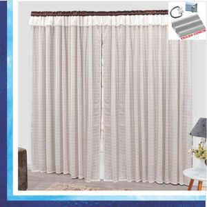 Cortina Romantic Semiblackout E Voal 2,00 X 1,70 Para Trilho Comum - Tabaco