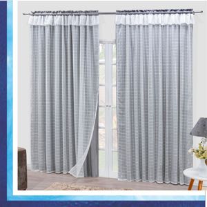 Cortina Romantic Semiblackout E Voal 3,00 X 2,60 Para Varão - Cinza