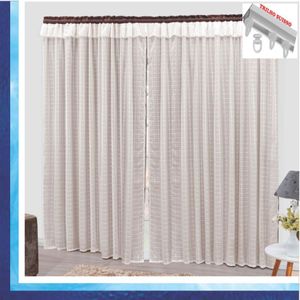 Cortina Romantic Semiblackout E Voal 2,00 X 1,70 Para Trilho Suisso - Tabaco