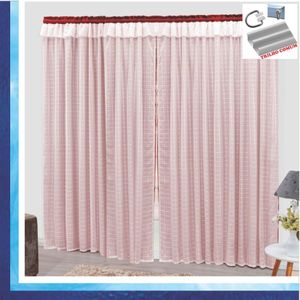 Cortina Romantic Semiblackout E Voal 3,00 X 2,60 Para Trilho Comum - Vermelha