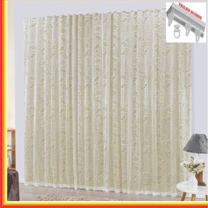 Cortina Charme Em Renda Com Voal 4,00 X 2,50 Para Trilho Suisso - Palha