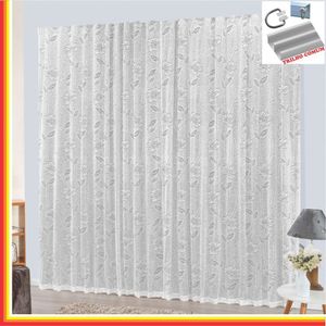 Cortina Charme Em Renda Com Voal 2,00 X 1,70 Para Trilho Comum - Branca