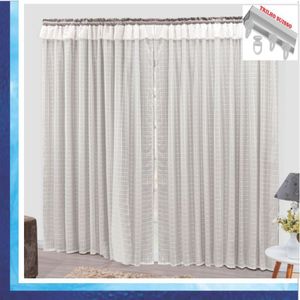 Cortina Romantic Semiblackout E Voal 3,00 X 2,60 Para Trilho Suisso - Palha