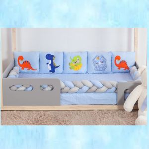 Kit Para Berço Bebê Montessoriano Dinossauro 7 Peças - Azul