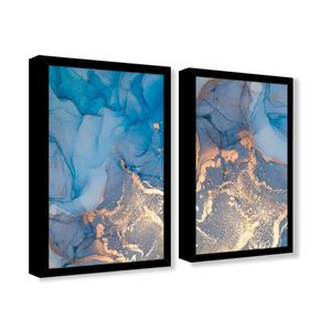 Quadro Decorativo Caixa Alta 2 Un 40x60 Mármore Aurora Azul Titulo Moldura Preta