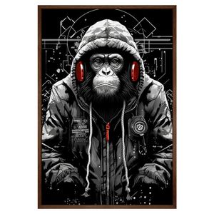Quadro Decorativo Macaco Estiloso Moldura Cx Alta 40x60 Titulo Moldura Madeira