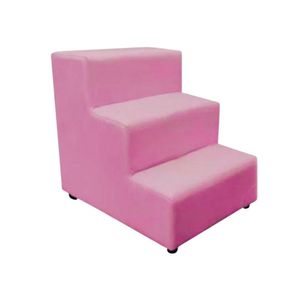 Escada Escadinha Pet Cachorro 3 Degraus Rampa Suede Rosa