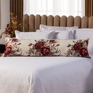 Capa Fronha De Xuxão Avulsa 1,45m X 45cm - Percal 140 Fios 100% Algodão Floral Vermelho