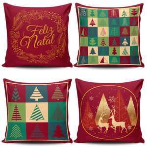 Kit C- 4 Almofadas Cheiass Natalinas Feliz Natal Fim De Ano 45cm X 45cm Com Refil
