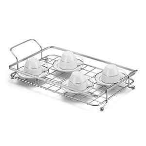 Bandeja Aramado Decorativo Em Aço Linha Cromo Fosco - Arthi