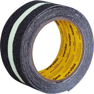 Fita Antiderrapante 50 Mm X 5 M Preta Com Faixa Neon Fotoluminescente Vonder