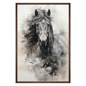 Quadro Decorativo Cavalo Aquarela Moldura Cx Alta 40x60 Título Moldura Madeira