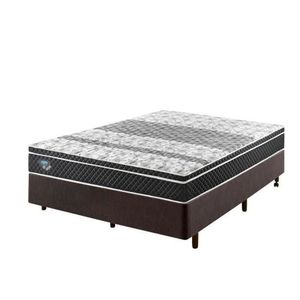 Cama Box Casal Reforçado 138x188x38cm E Colchão Gransleep Molas Verticoil Marrom
