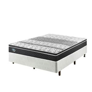 Cama Box Casal Reforçado 138x188x38cm E Colchão Gransleep Molas Verticoil Branco