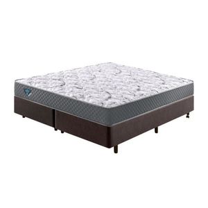 Cama Box King Reforçado 193x203x38cm E Colchão Adapto Molas Ensacadas Marrom