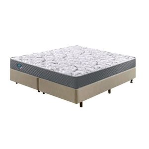 Cama Box King Reforçado 193x203x38cm E Colchão Adapto Molas Ensacadas Bege
