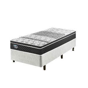 Cama Box Solteiro Reforçado 88x188x38cm E Colchão Gran Sleep Molas Verticoil Branco