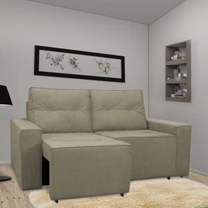 Sofá Retrátil Polo 1,80m Confortavel Para Sala Suede Herrero Cor:cappuccino