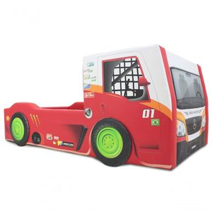 Cama Carro Truck Solteiro Estofada - Cor Vermelha Tamanho:solteiro