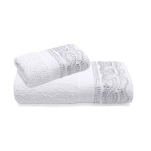 Jogo De Toalhas Com Renda 2 Peças Em Algodão 500g/m² Buettner Freire Branco